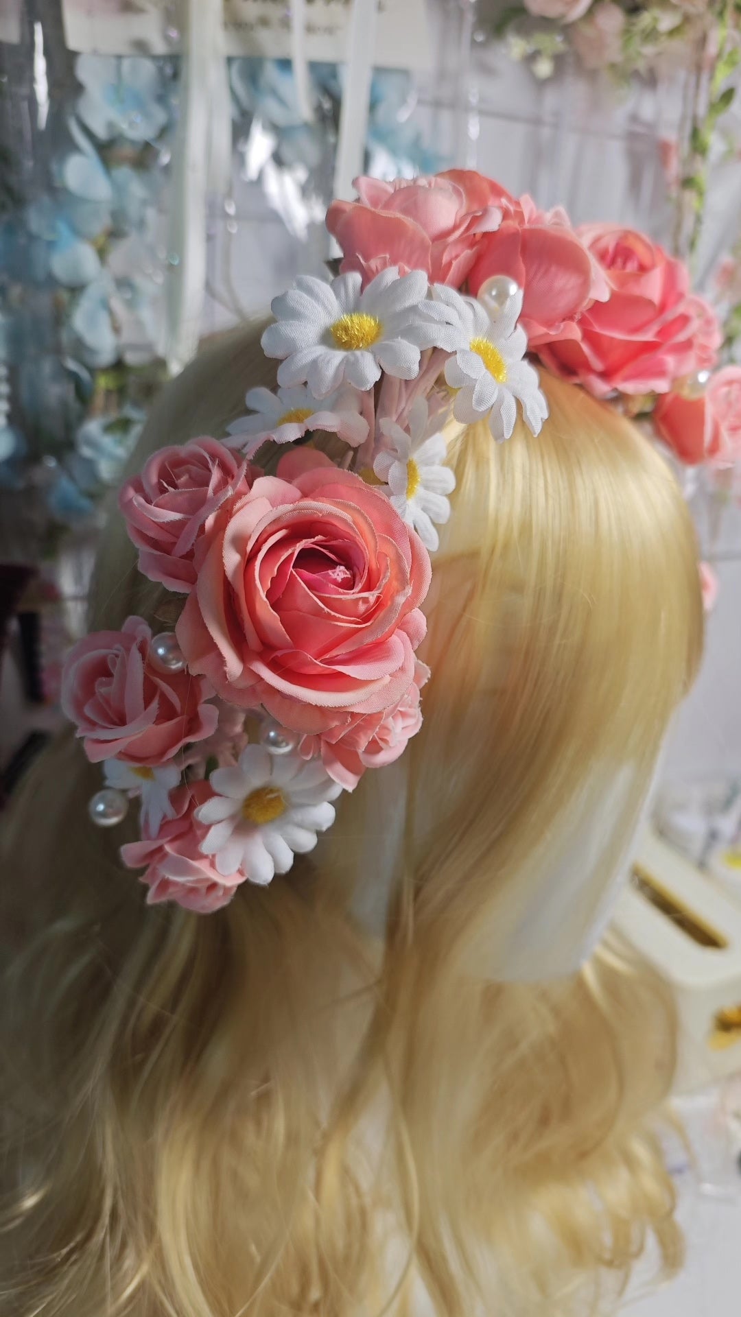 Handmade Pink Rose Hair Clips Set of Four