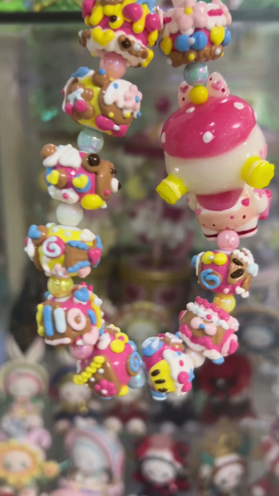 Handbeschchilderde Kraal LABUBU Candy Telefoonhanger
