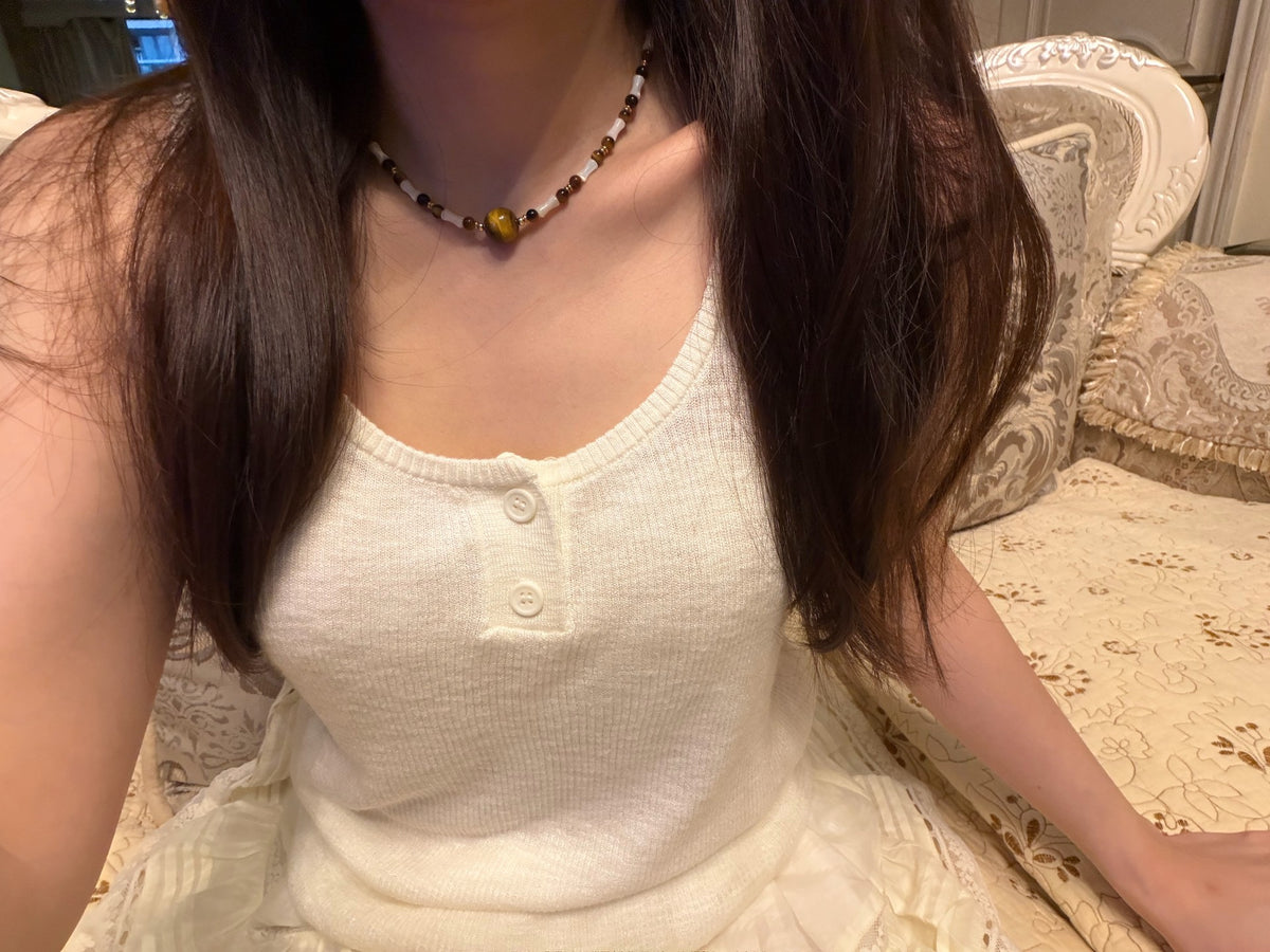 Tiger Eye Stone Beaded Necklace