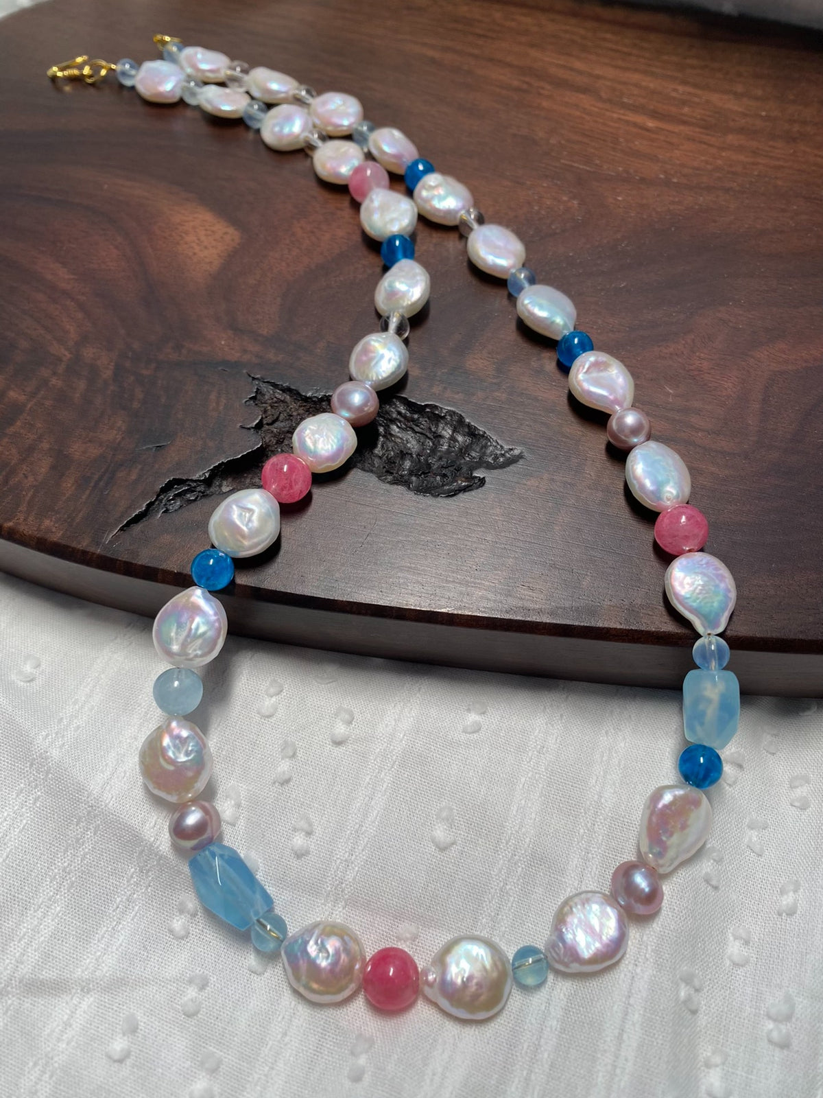 Mixed Gemstone Necklace with Baroque Pearls