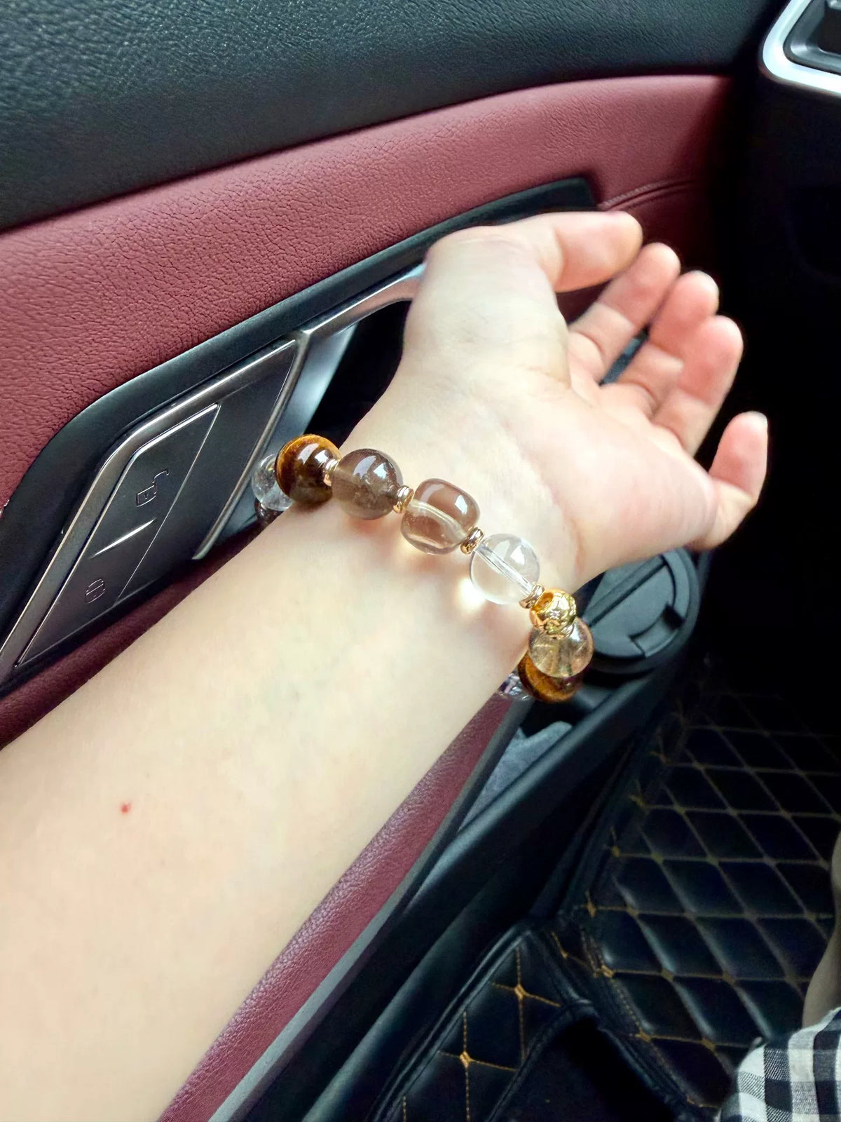 12mm Smoky Quartz Multi Gemstone Beaded Bracelet