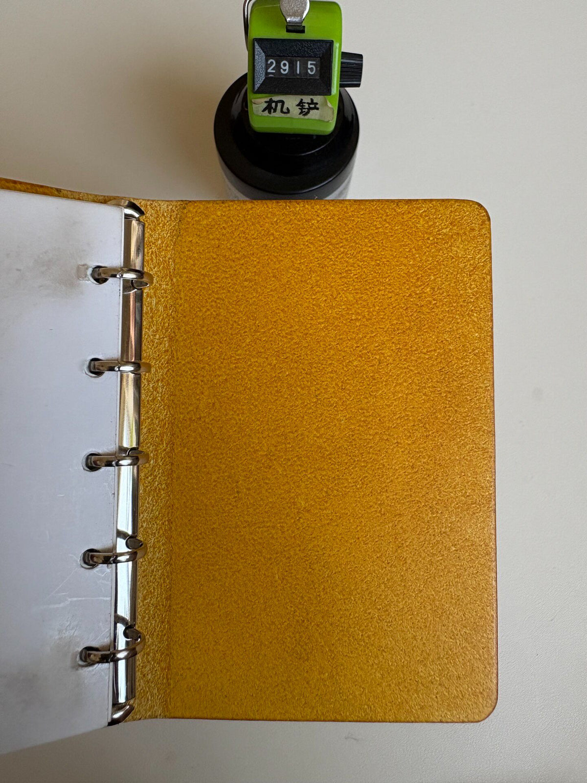 Six Ring Binder Mustard Suede Lined
