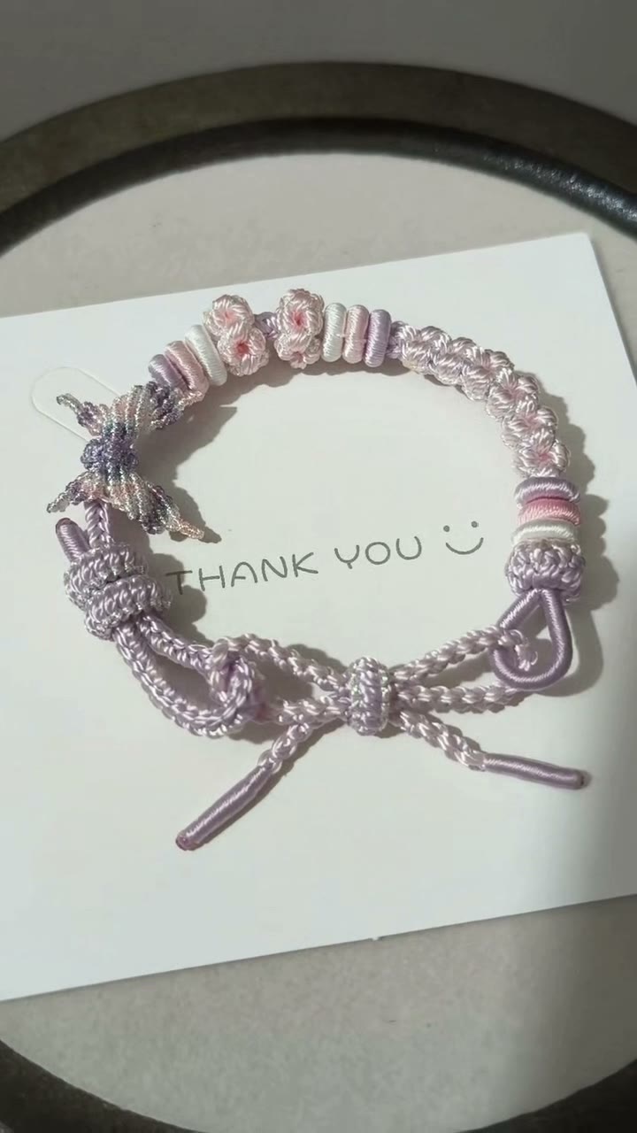 Handwoven Lavender Bracelet with Floral Charm