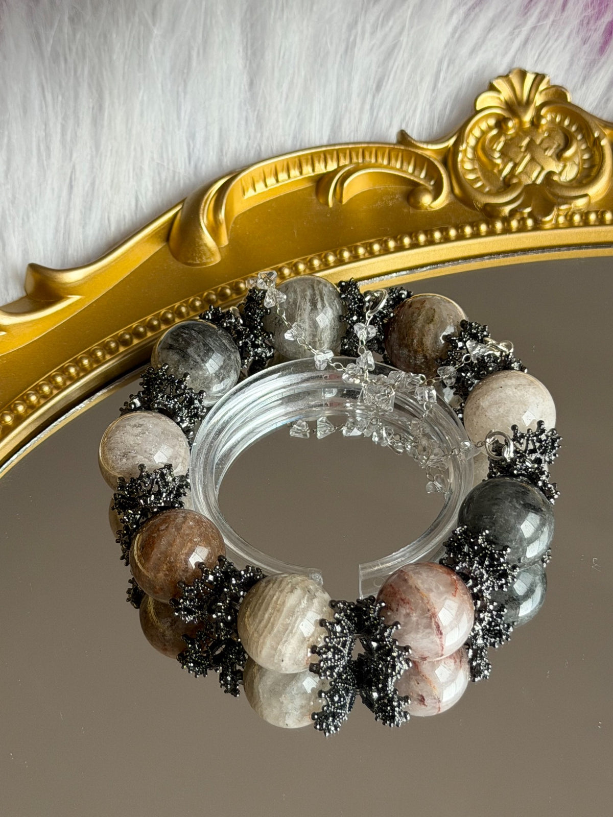 Pulsera de cuentas de cristal natural de 17mm
