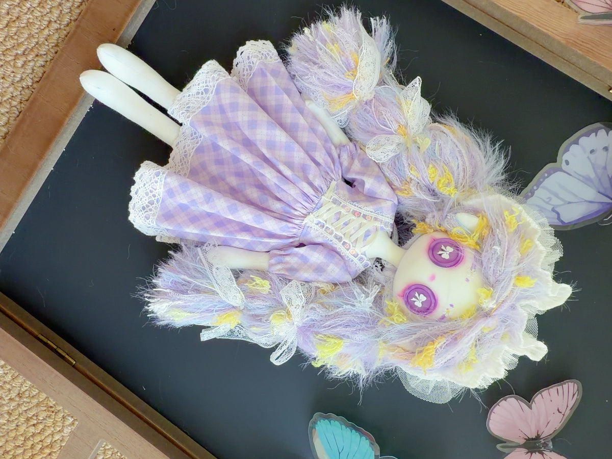 ハンドメイド ラベンダーギンチェック アートドール