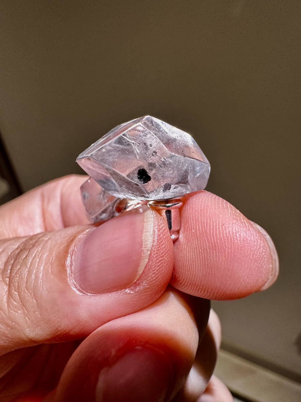 Herkimer Diamond Earrings Black Mica Inclusions