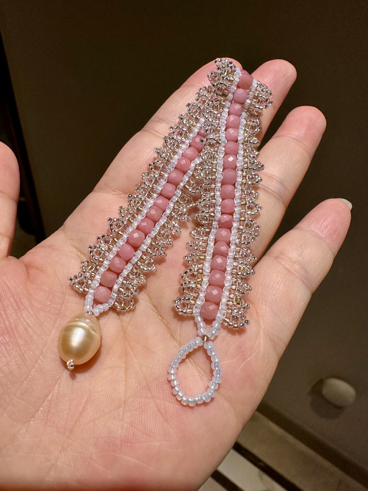 Pink Opal Pearl Beaded Bracelet