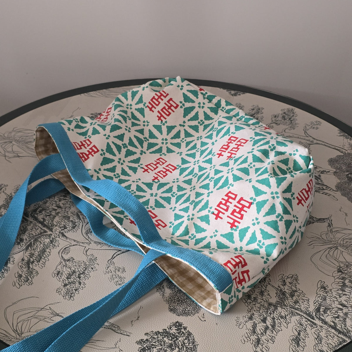 Red Double Happiness Printed Canvas Tote Bag