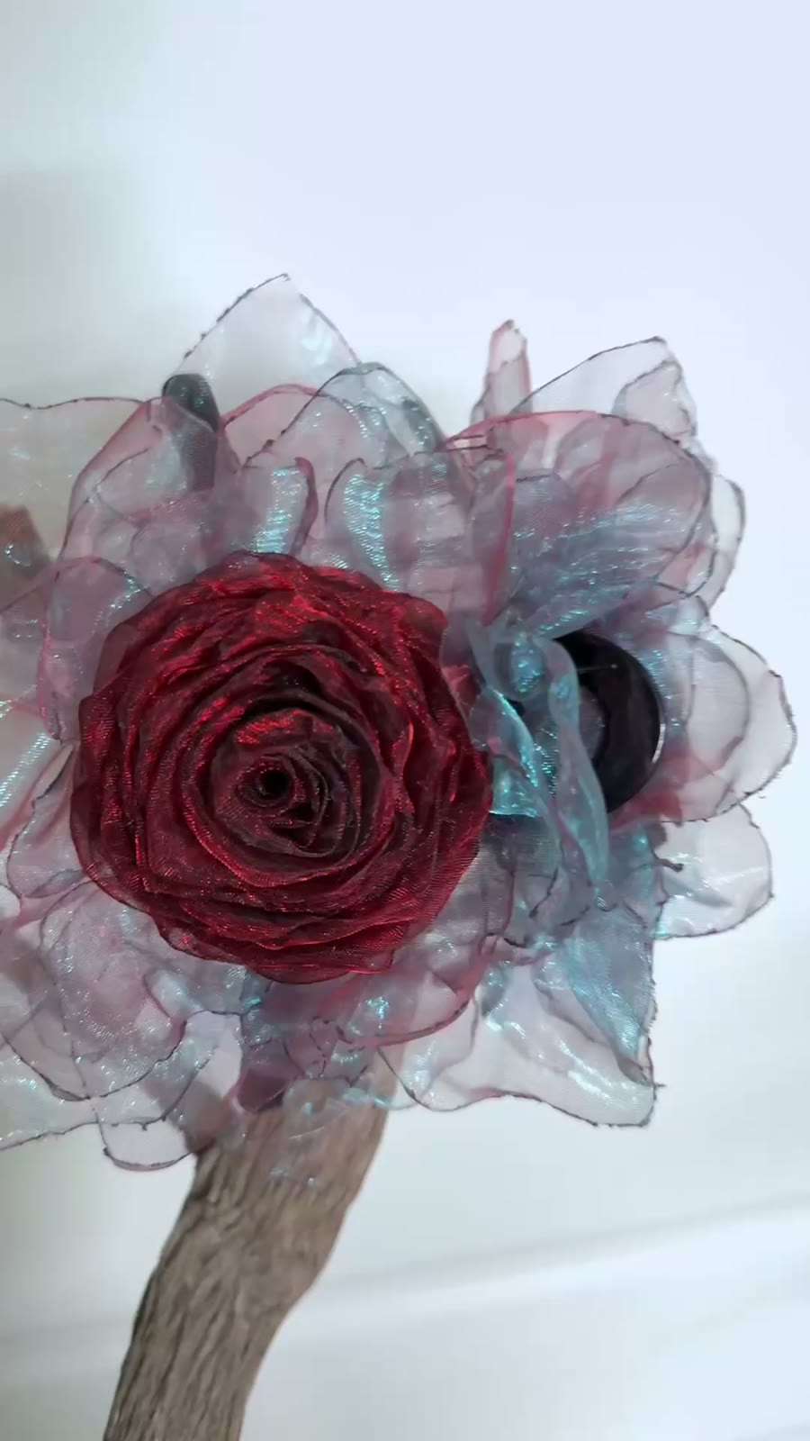 Handcrafted Fabric Rose Organza Claw Clip