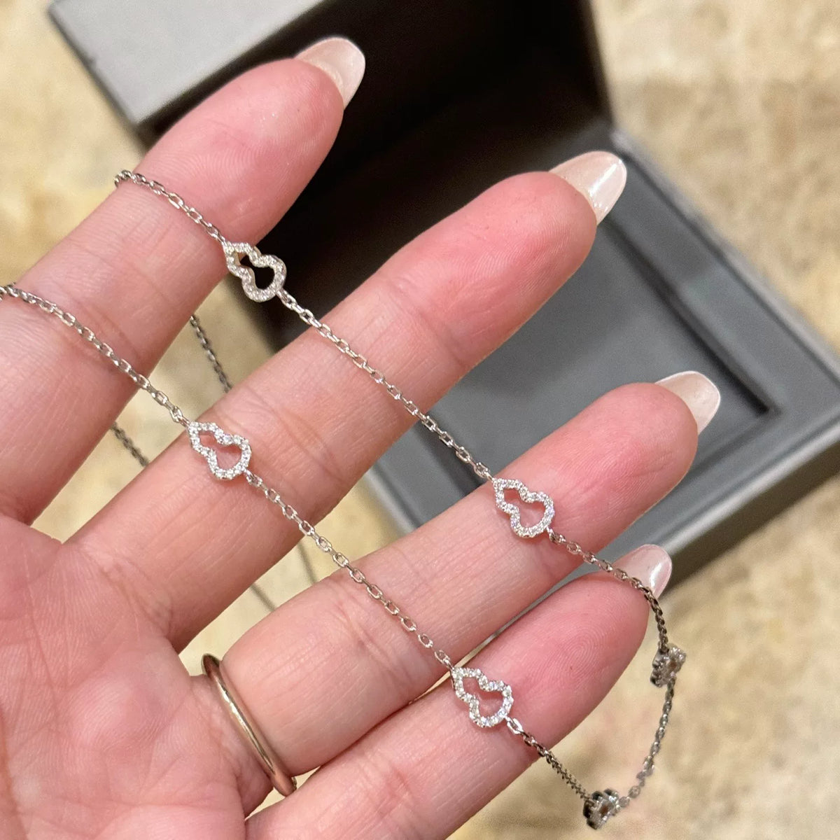 S925 Zilveren Gourd Ketting met Koolstofstenen
