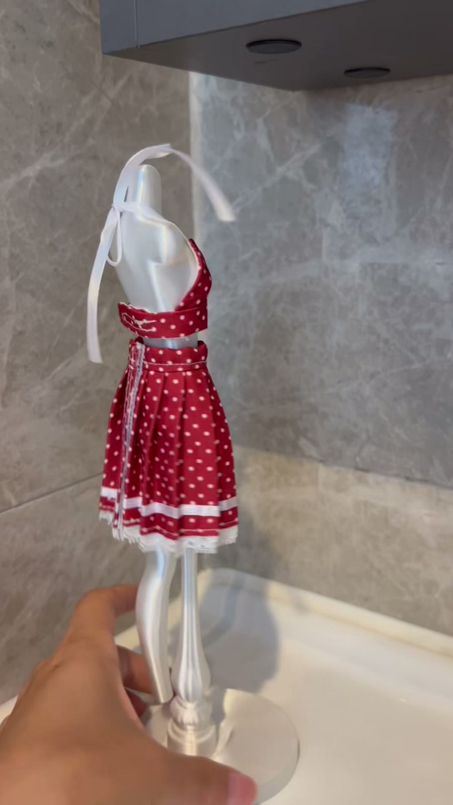 Rode Stippen Poppenrok Set