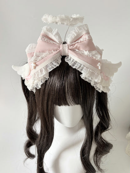 Angel Wing Halo KC Hair Clip with Large Bow