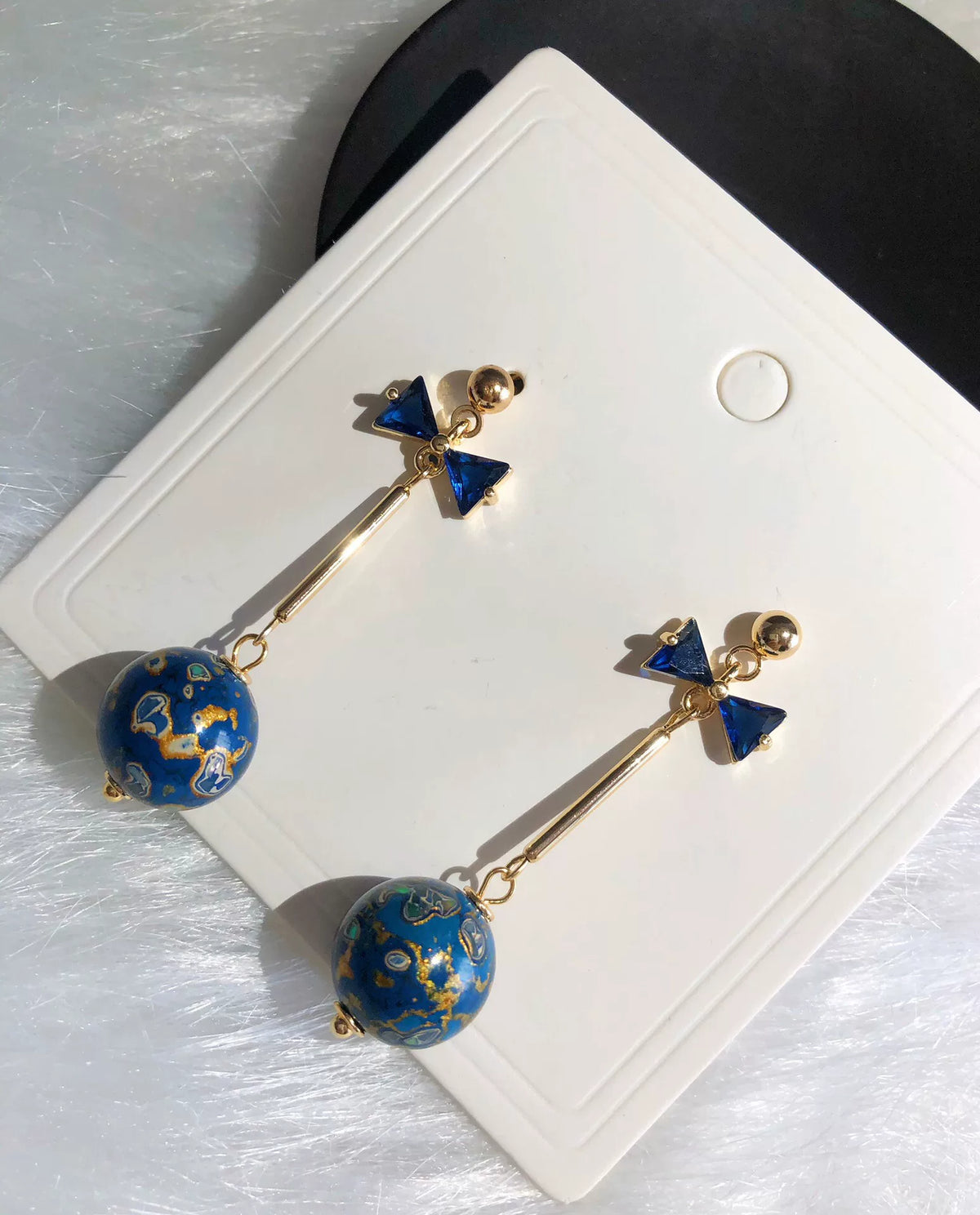 Blue Stone Butterfly Drop Earrings