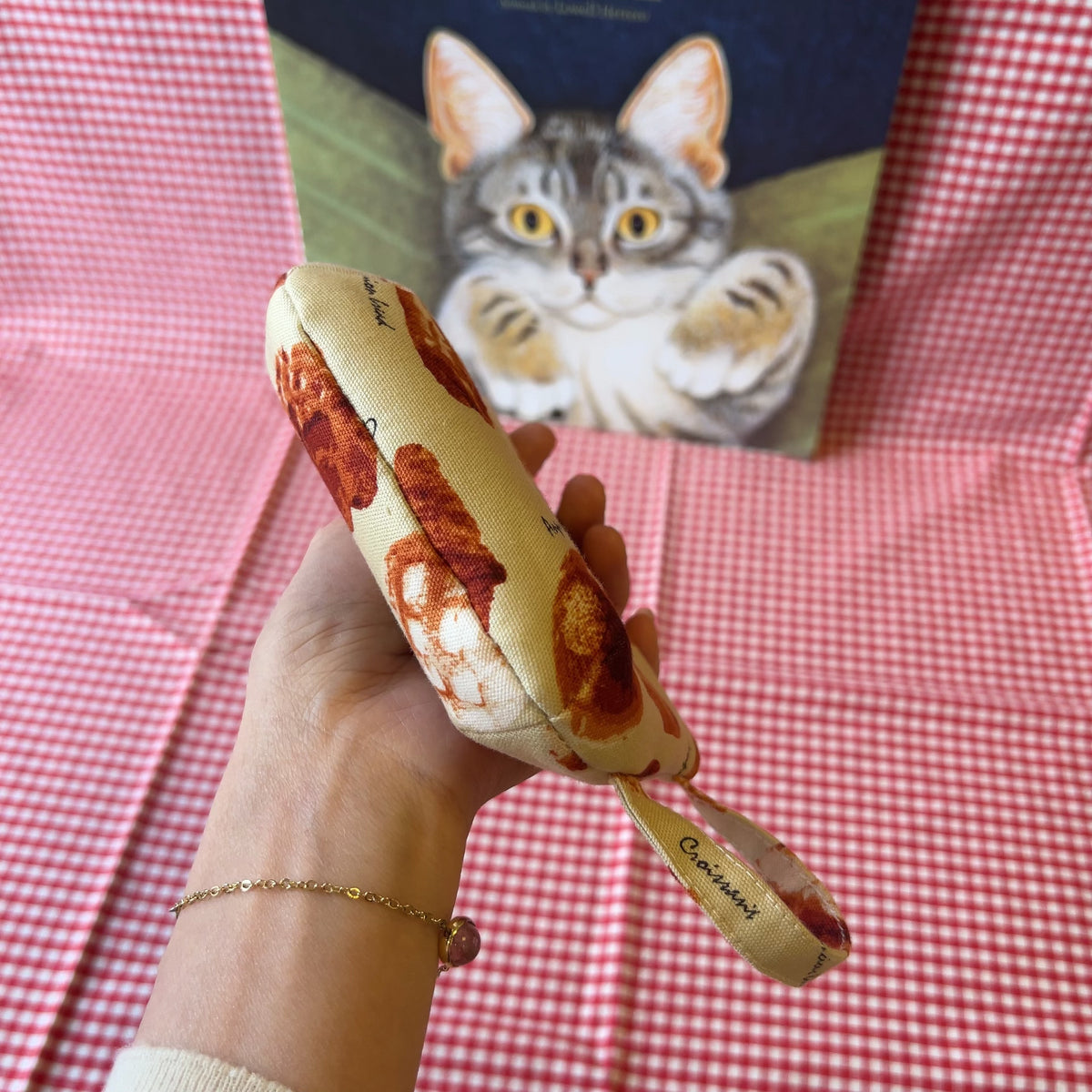 Handmade Canvas Bread Print Zipper Pouch