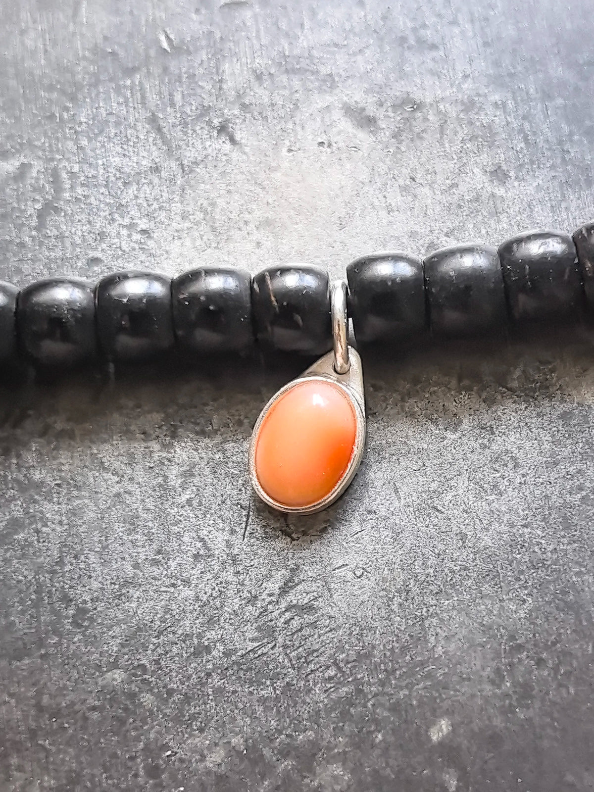 999 Silver Orange Gemstone Side Pendant