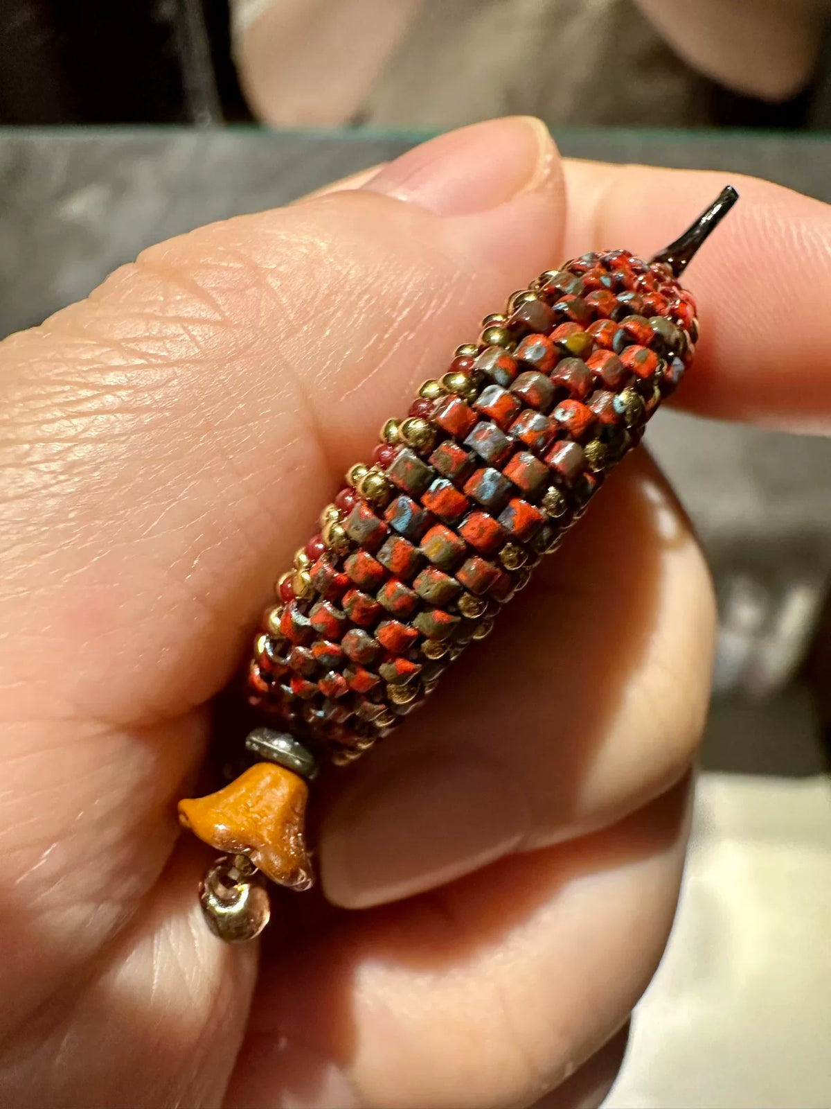 Mexican Peanut Obsidian Pendant Necklace Set