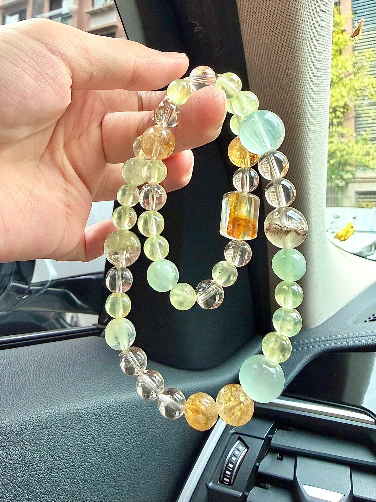 Natural Stone Double Loop Beaded Bracelet