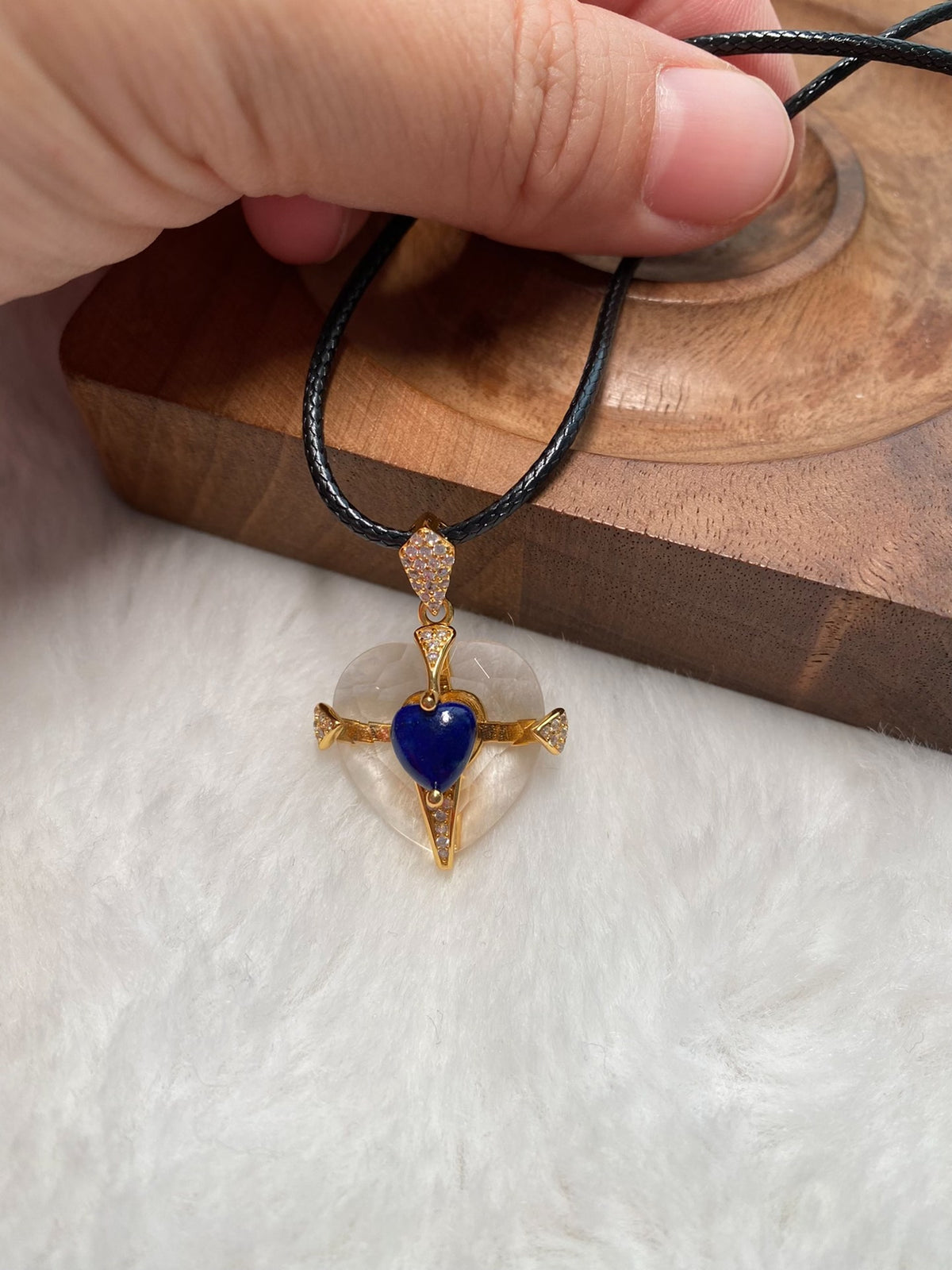 S925 Silver Quartz Lapis Lazuli Pendant