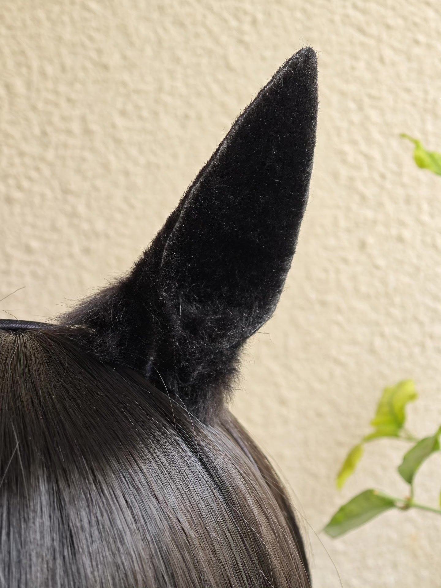 Black Plush Horse Ears Headband