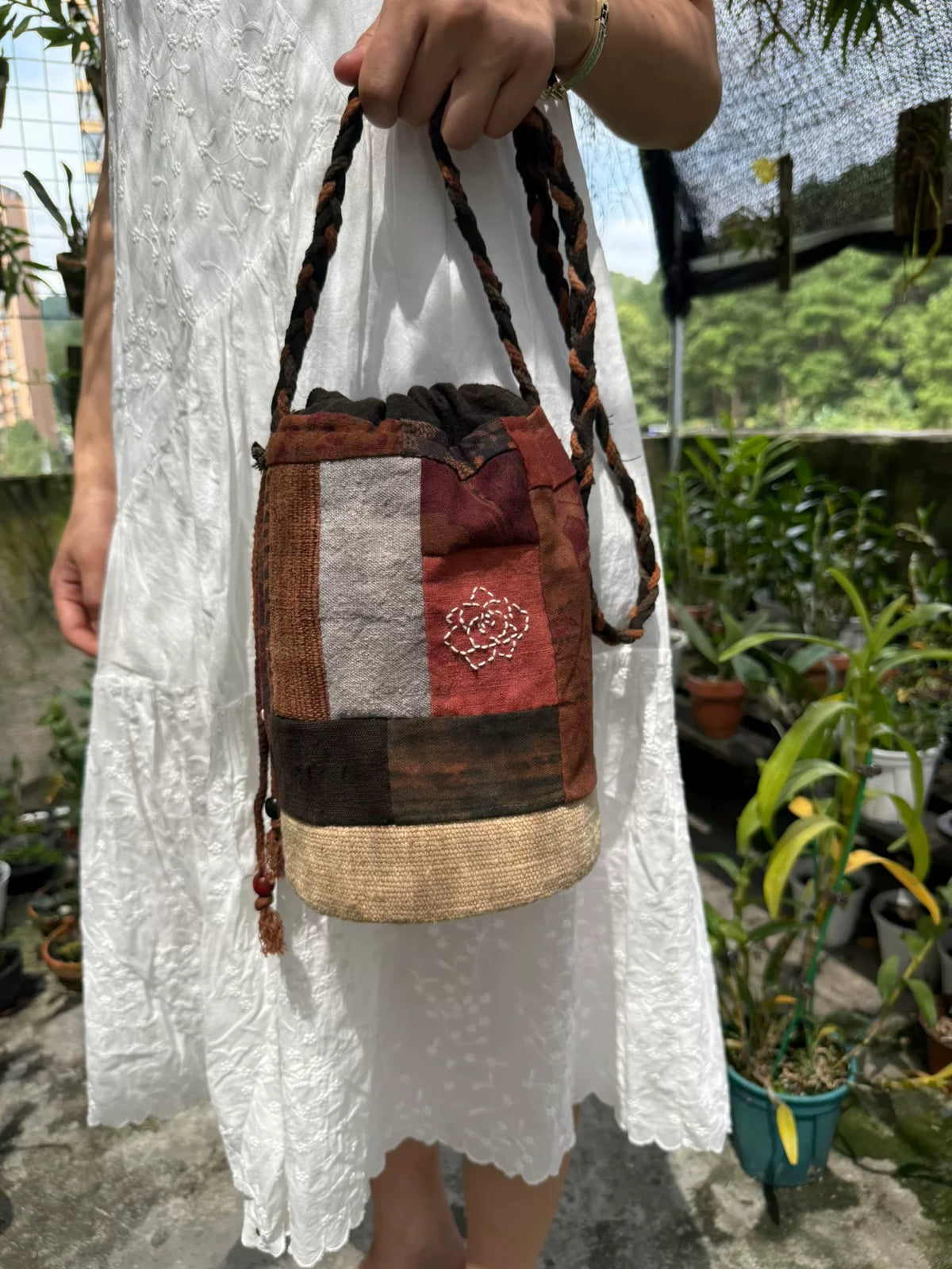Met persiba verfde Patchwork Bucket Bag