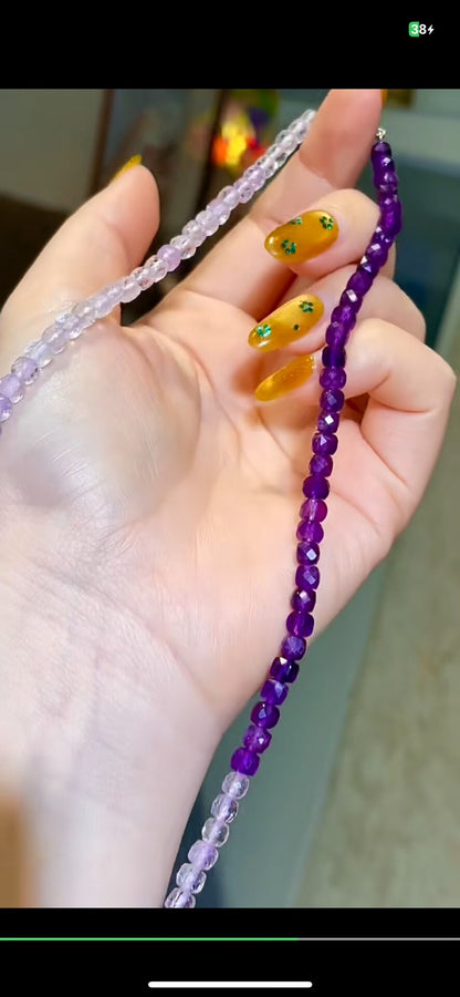 Purple Crystal Free-Form Pendant Necklace 43.5cm 16.6g