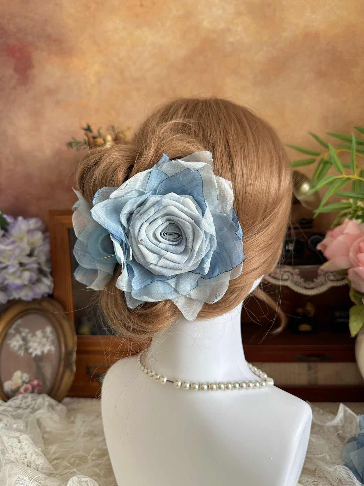 Tie-Dye Fabric Rose Hair Claw Clip