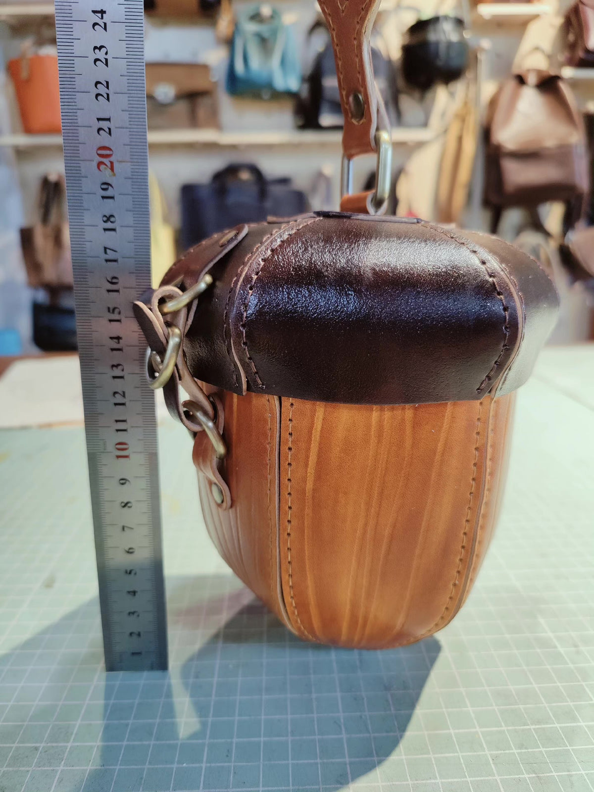Vegetable Tanned Leather Acorn Phone Bag