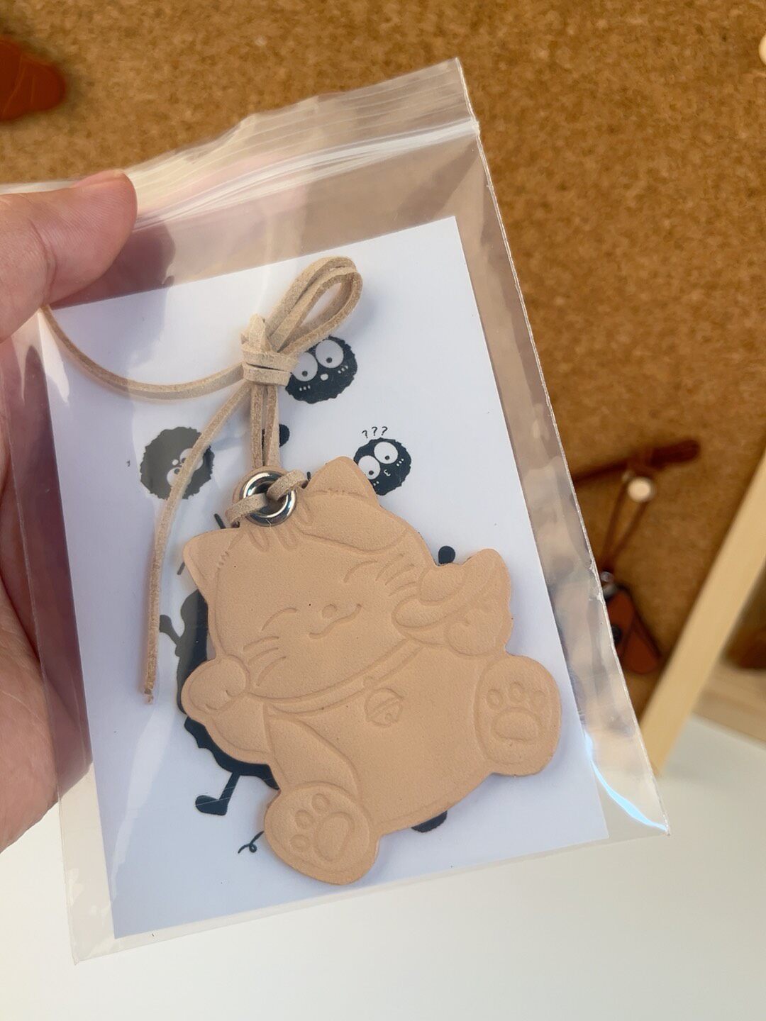 Vegetable-Tanned Leather Lucky Cat Charm