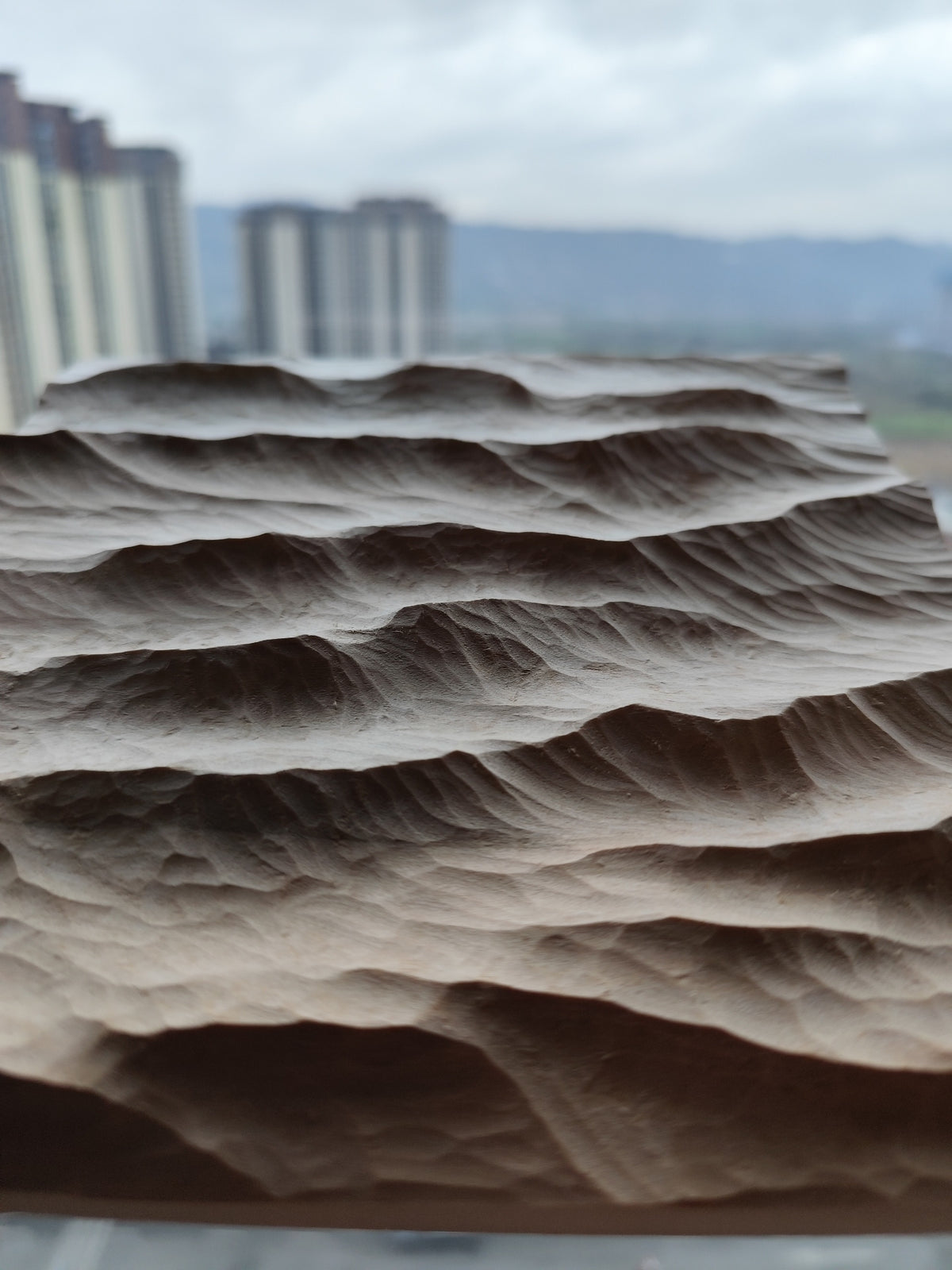 Handcrafted Linden Wood Wave Carving 20cm