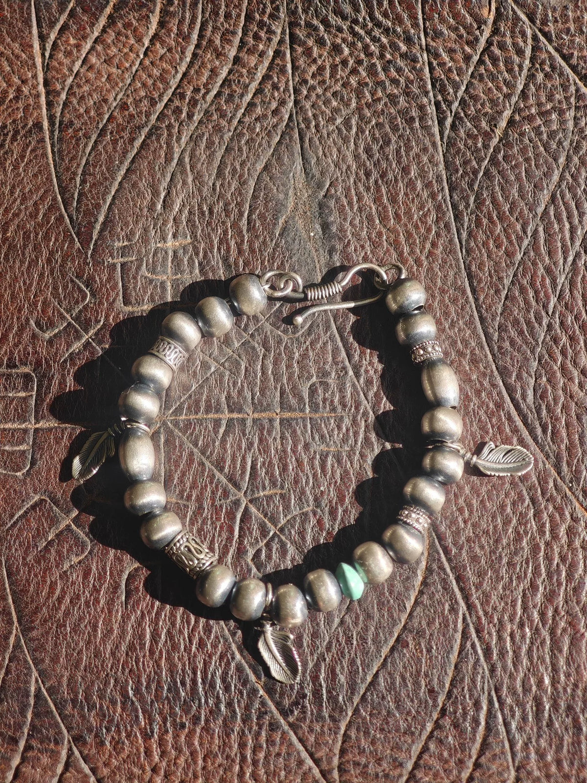 Hubei Turquoise Sterlingen Zilver Kralenarmband