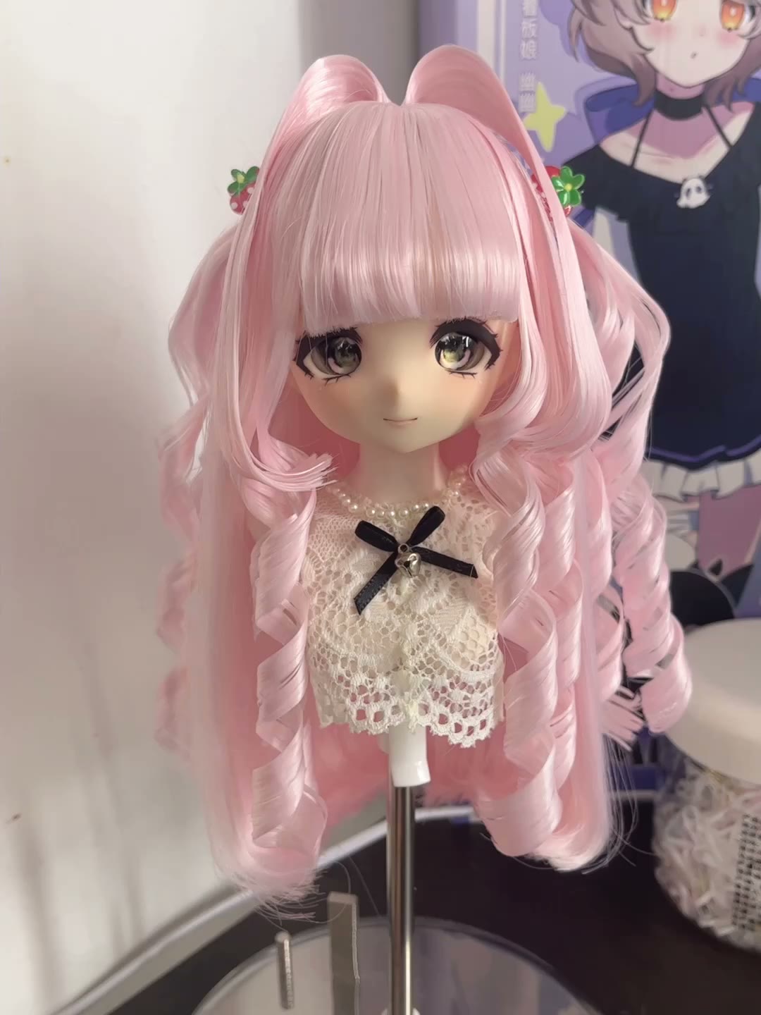 Doll Wig Pastel Pink Twin Tails