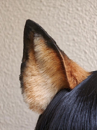 Handmade Red Fox Ears Headband with Gradient Fur and Black Tips