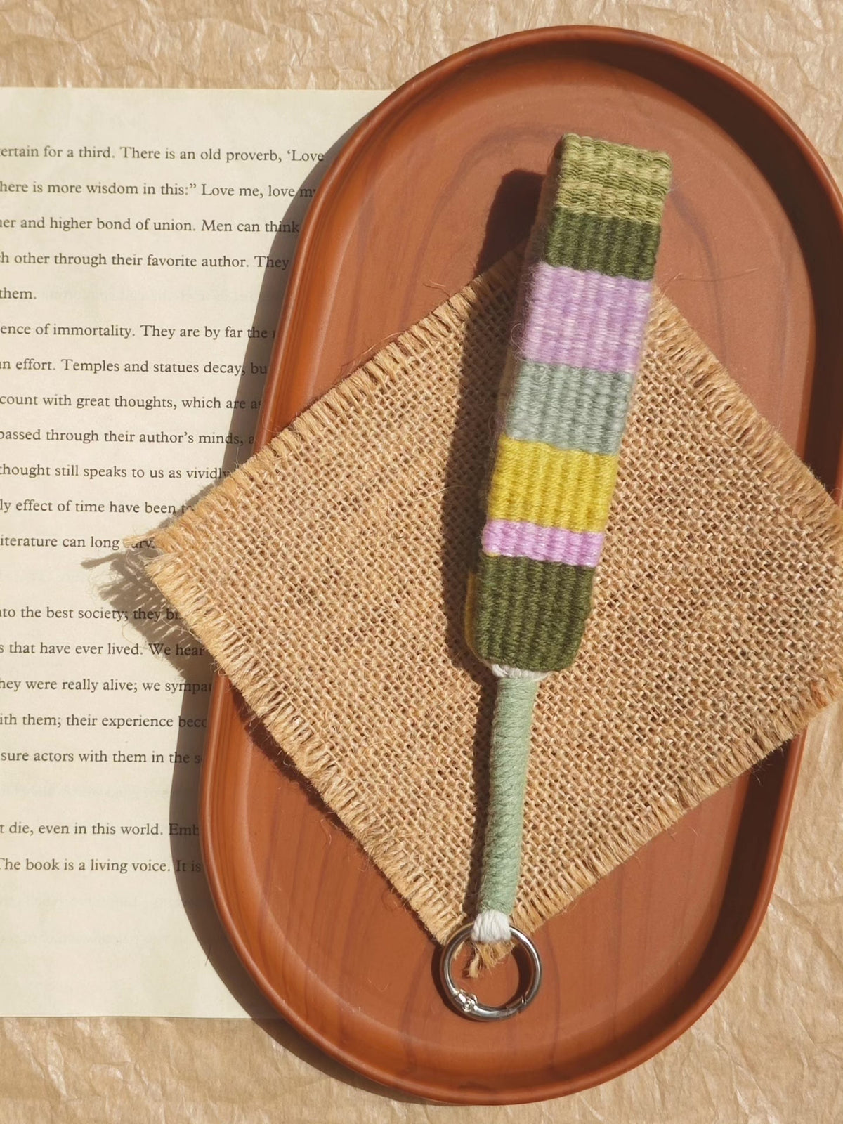 Handwoven Striped Wrist Strap Lanyard