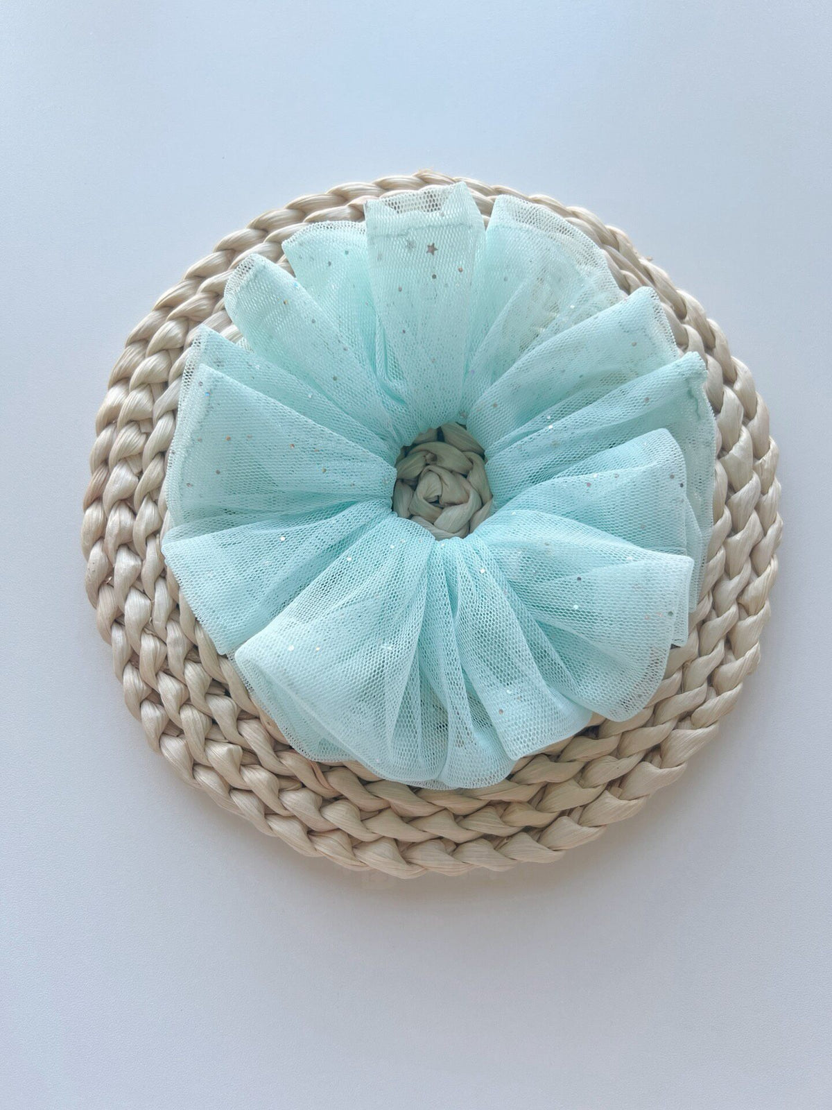 Mint Green Sequin Oversized Tulle Scrunchie