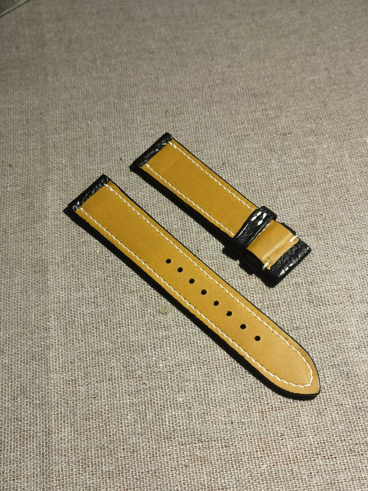 Black Ostrich Leather Watch Strap 21mm to 18mm