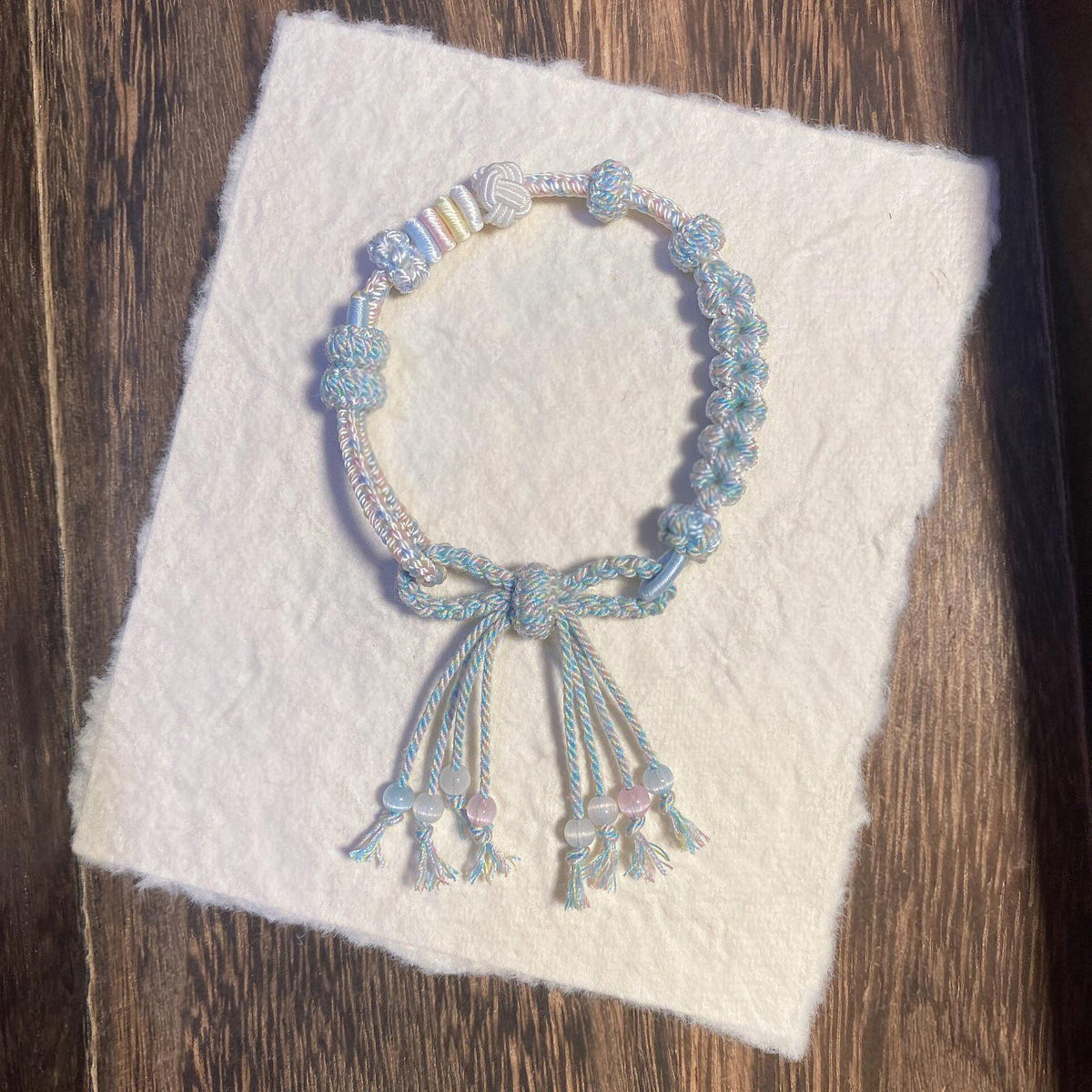 Handwoven Knotting Bracelet Pastel Colors