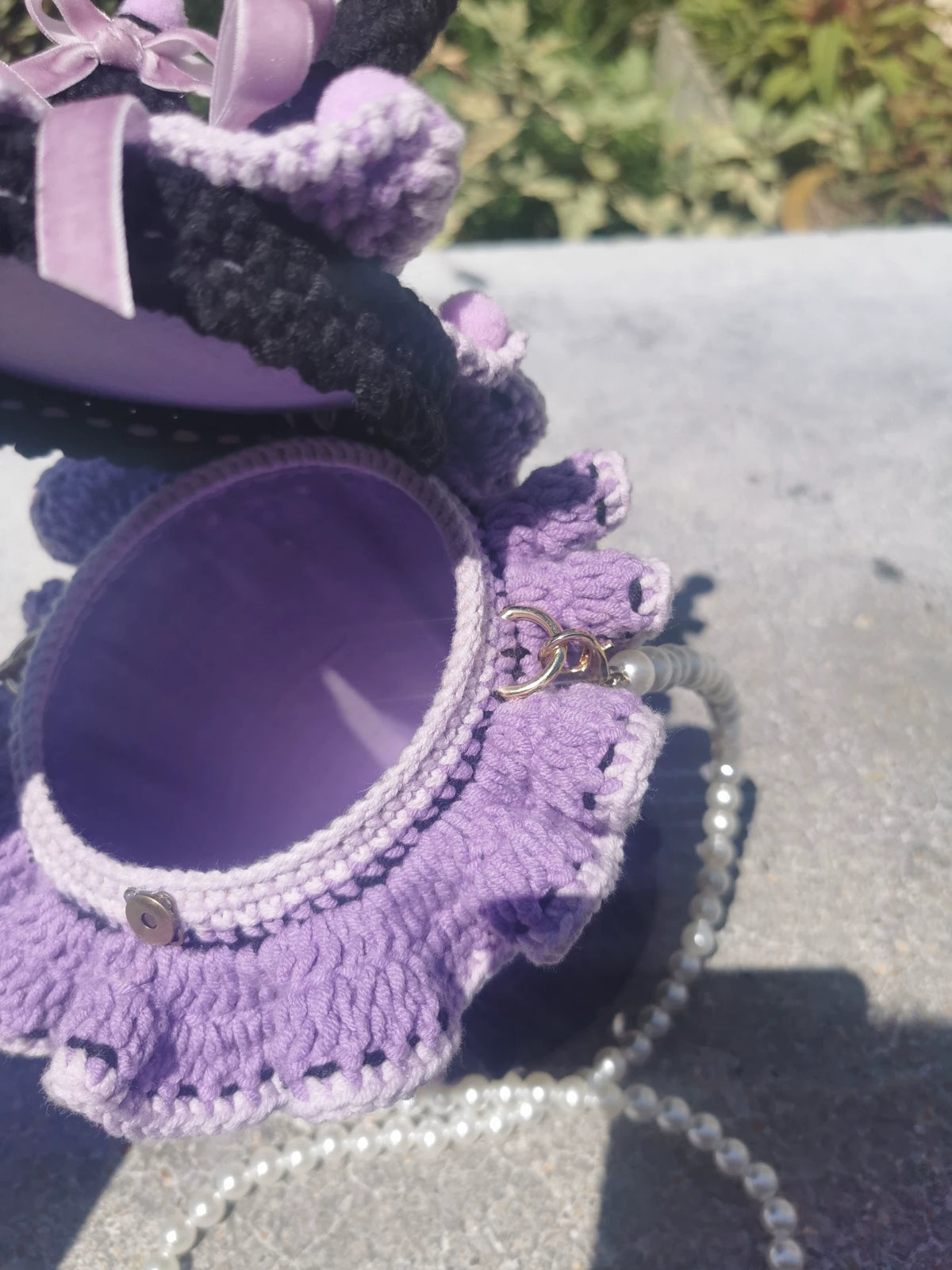 Sac en fil crocheté à la main style Kuromi – version longue