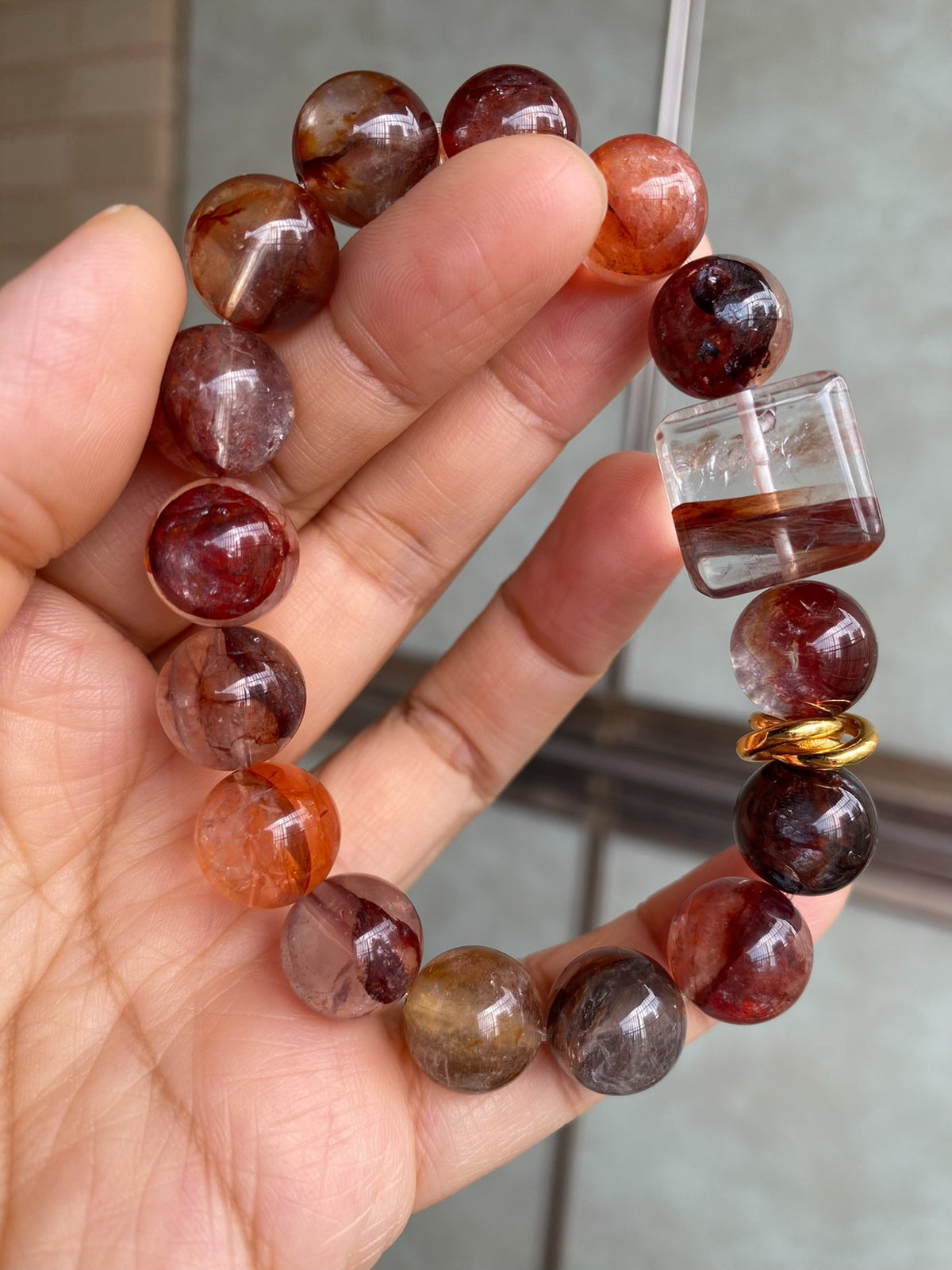 Natural Quartz Dried Rose Beaded Bracelet