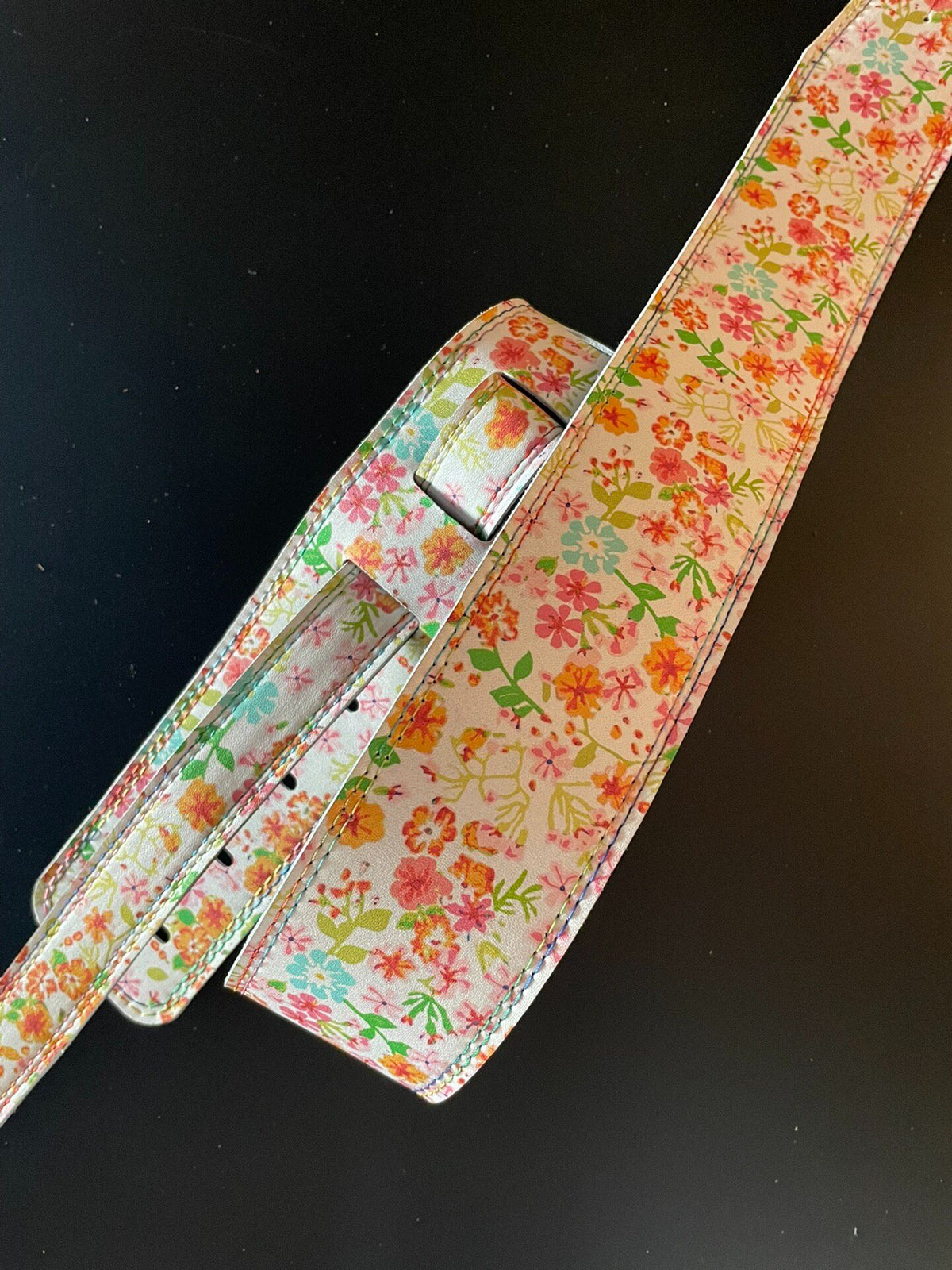 Handmade Cowhide Guitar Strap Floral Print