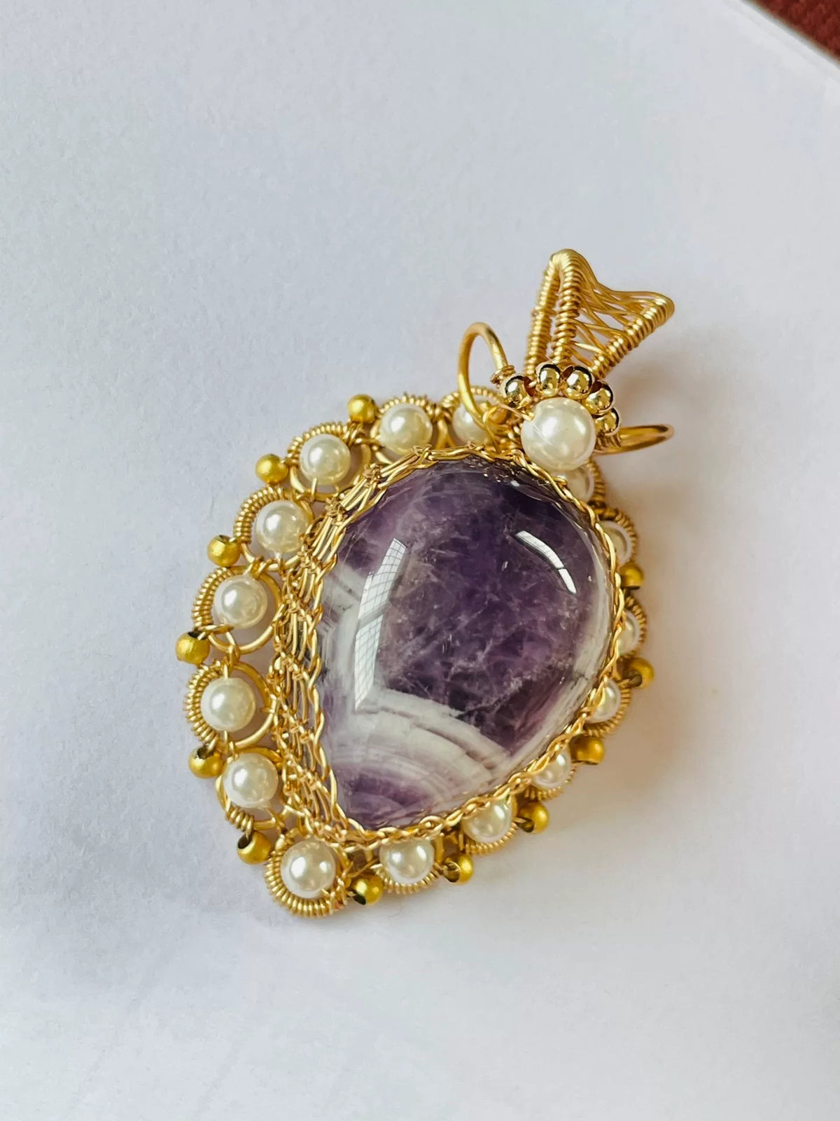 Pendente in Ametista Naturale Avvolto nel Filo