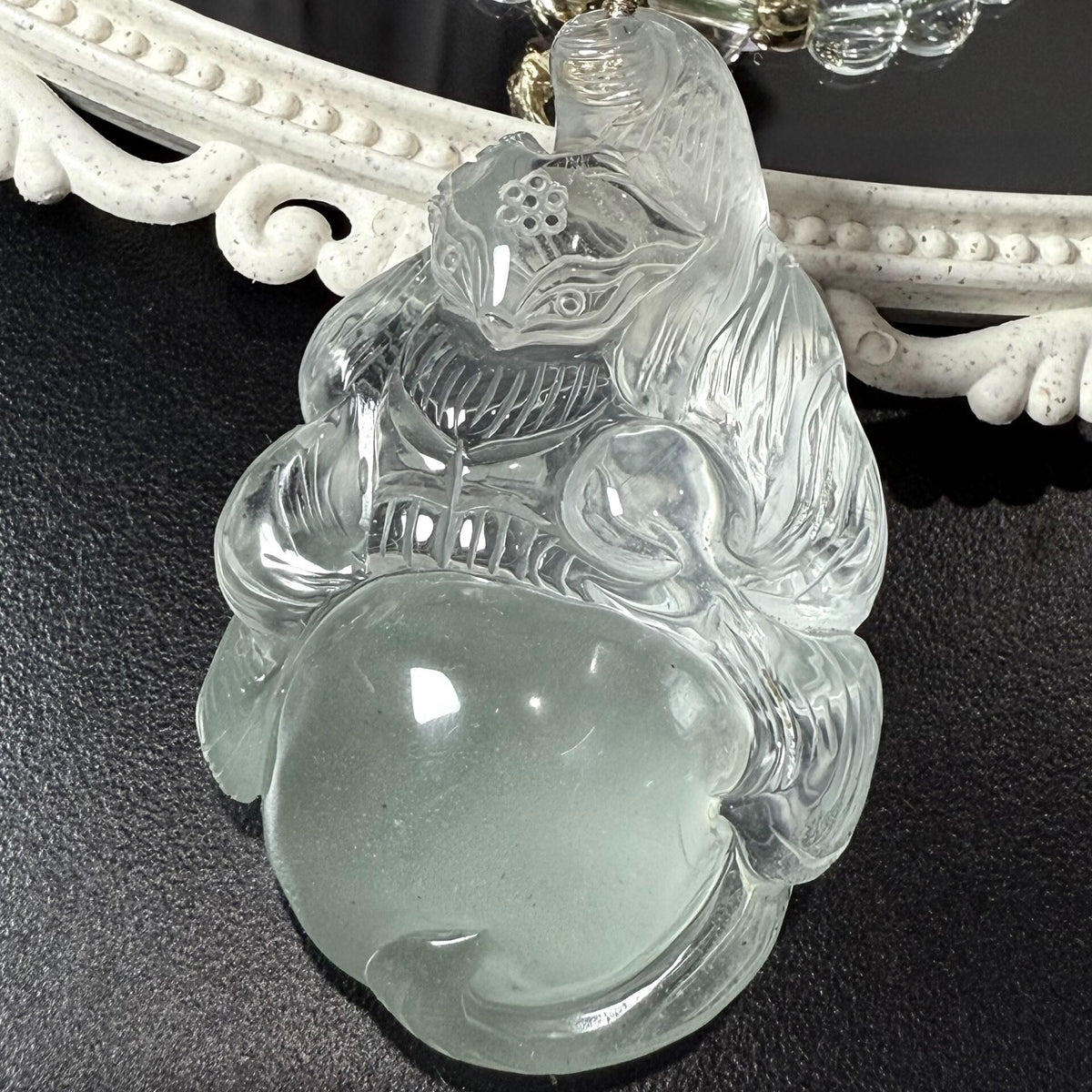 Collier renard à neuf queues en cristal fantôme vert