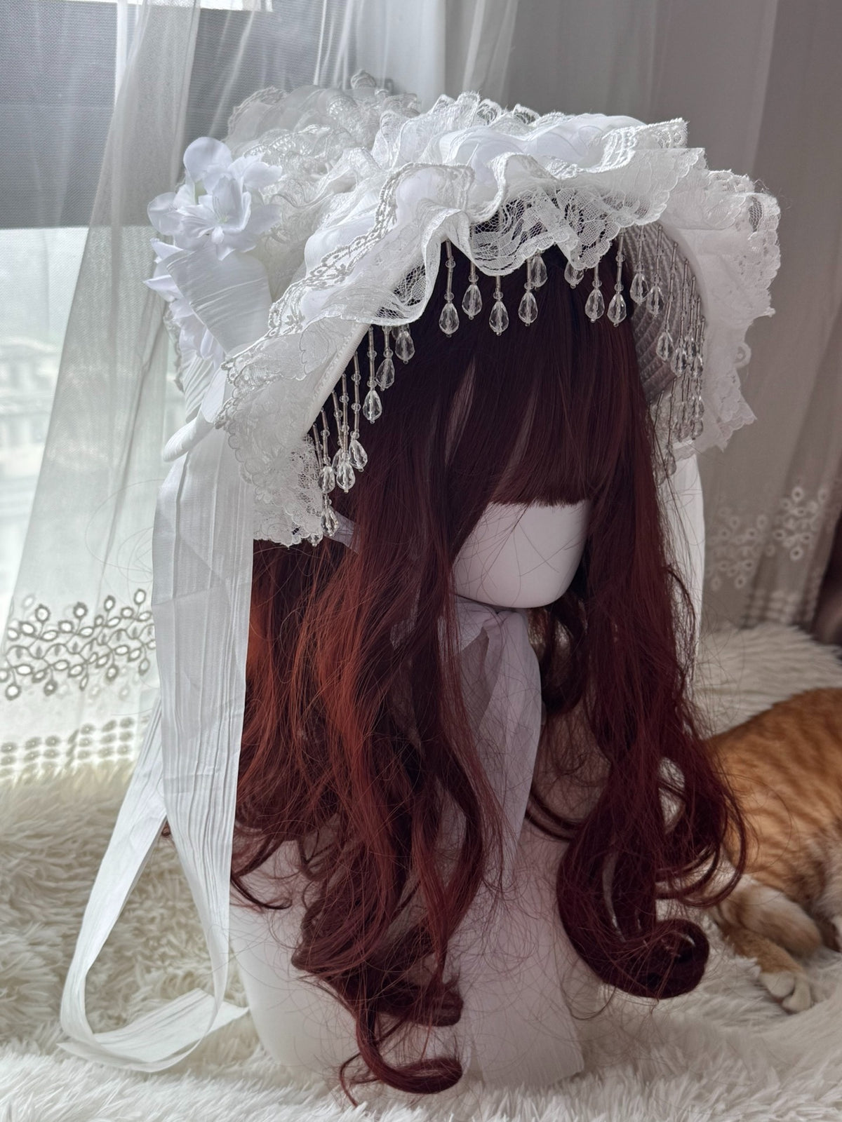 Handcrafted Gothic Lolita White Widow Hat