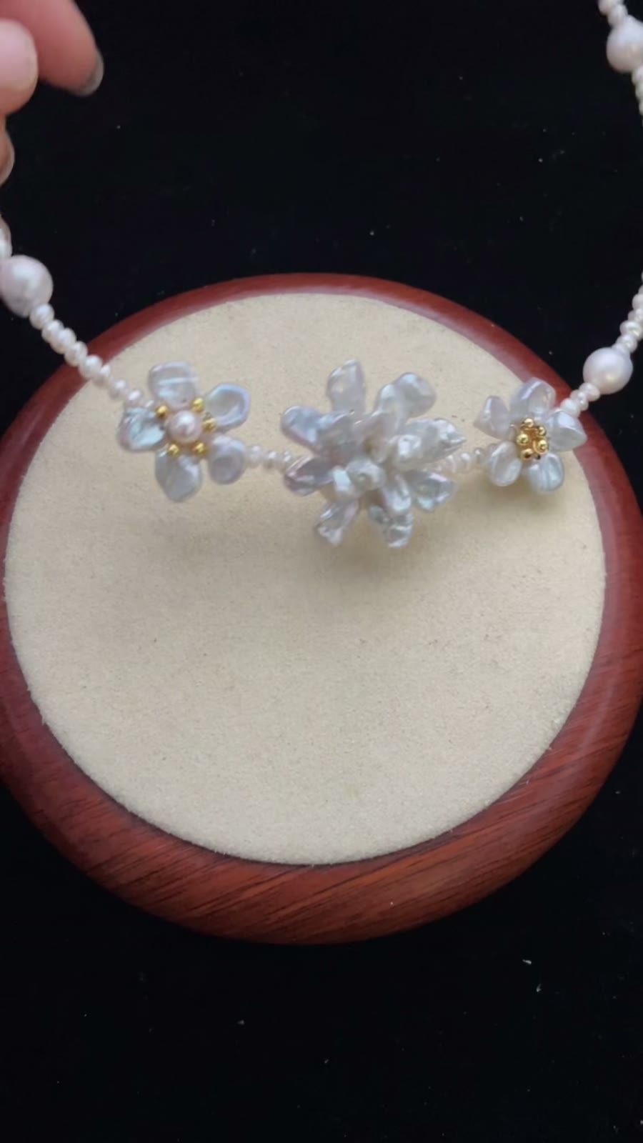 Natural Pearl Choker with Baroque Floral Design