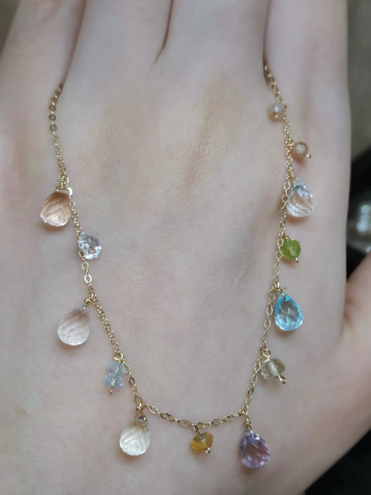 Natürliches Edelstein-Armband, 14k Goldgefüllt