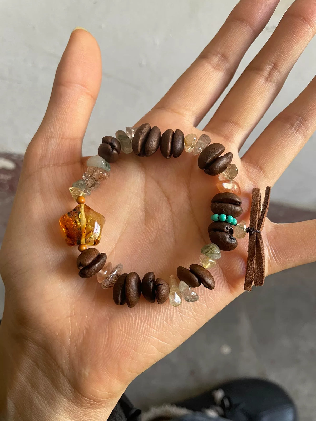 Honey Amber Star Coffee Bean Bracelet