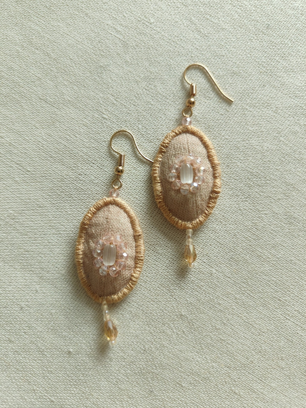 Handmade Fabric Earrings with Beaded Tassel