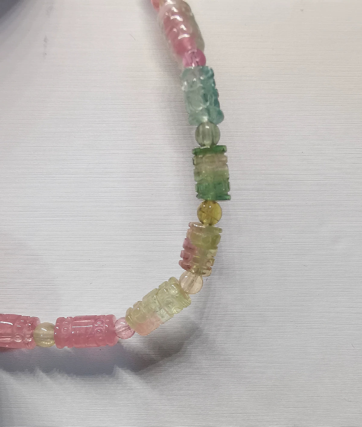 Wassermelonen-Tourmal Key Fret Perlenarmband 4mm