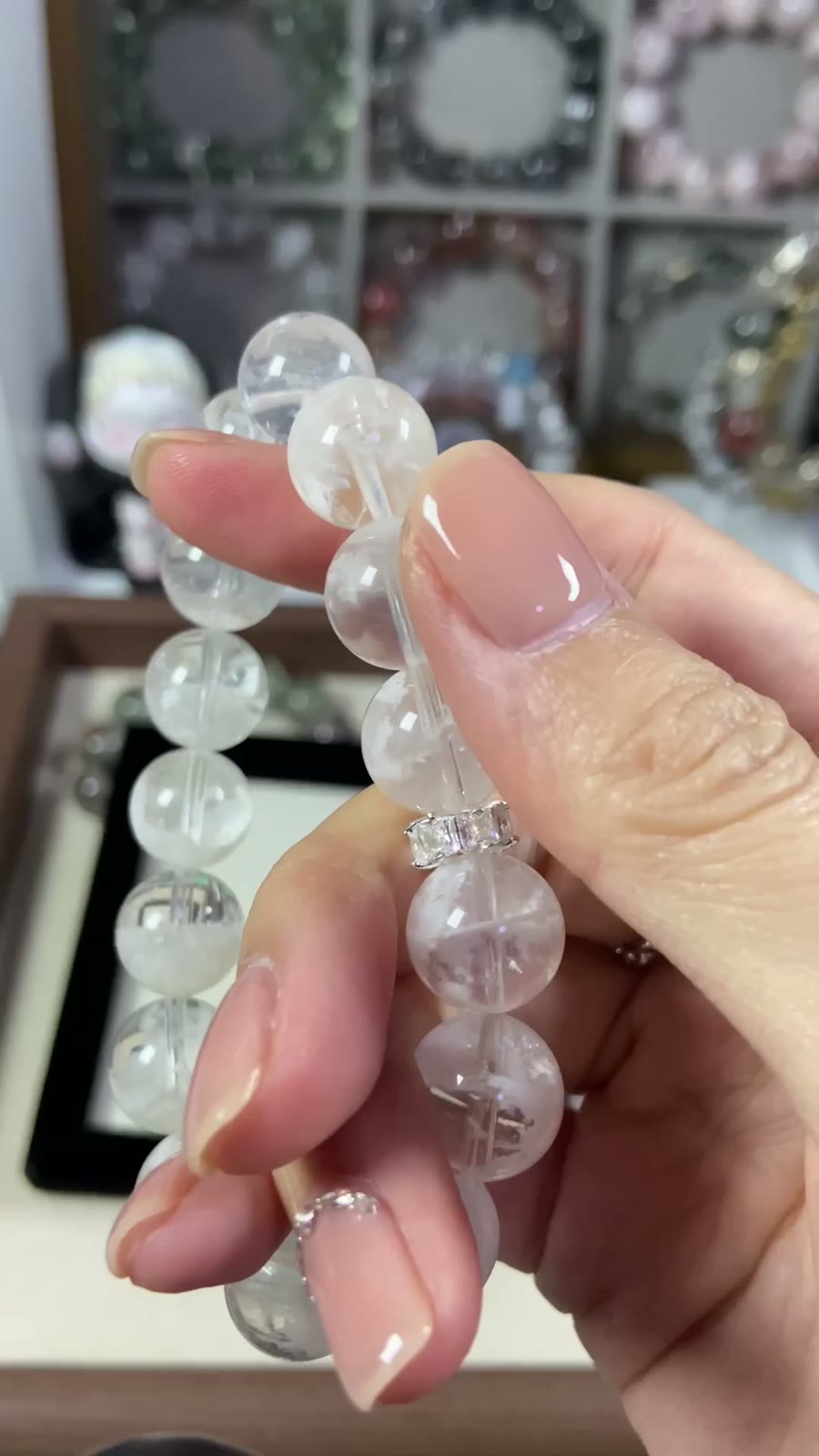 Natural White Phantom Quartz Beaded Bracelet