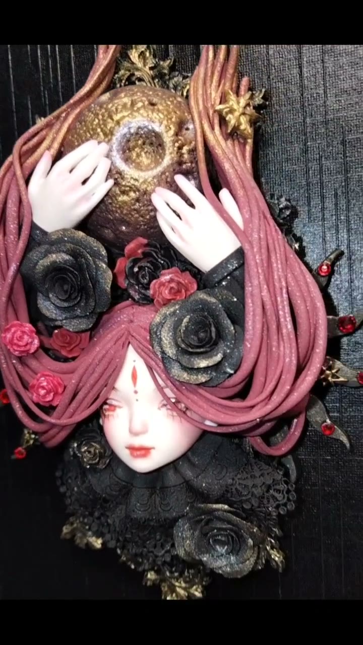 Clay Doll Head Refrigerator Magnet
