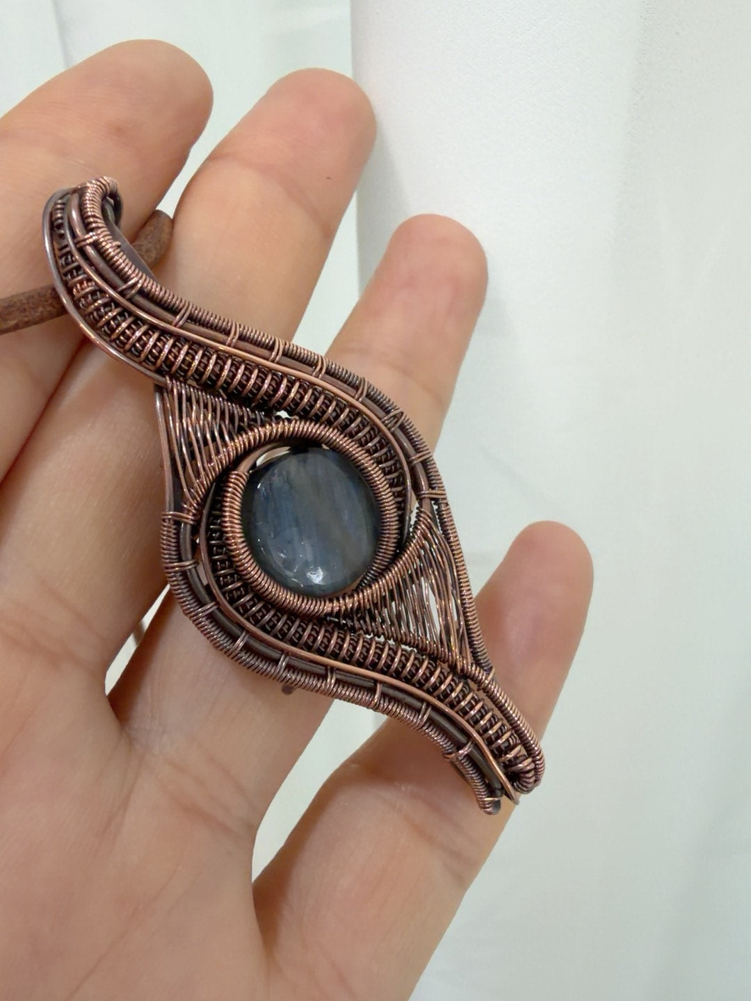 Labradorite Pendant with Copper Wire Wrap